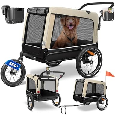 KESSER® Hundeanhänger Boxer 3-in-1 Hundebuggy & Jogger Fahrradanhänger groß ca. 240 Liter Volumen, gefedert, Material: 600D Oxford Canvas, SmartSpace Concept, maximale Belastbarkeit: 40 kg