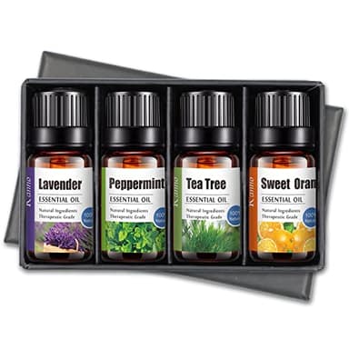 Bio Ätherische Öle 4-er Set - Entspannung und Wohlbefinden aus der Natur | Lavendel, Pfefferminz, Teebaum, Süße Orange | 100% Naturrein | Für Aromatherapie, Aromadiffuser, Massage und Badezusatz