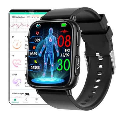 DigiKuber Smartwatch EKG Herren Damen, IP68 wasserdichte Smart Watch mit Herzfrequenz SPO2 Schrittzähler Blutdruck Schlafmonitor für Android iOS