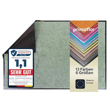 Primaflor Schmutzfangmatte CLEAN – Mint-Grün, 60x90 cm | Saugstarke, Schwer entflammbare Fußmatte | Rutschfester Türvorleger für Innen | Türmatte für Eingangsbereich | Sauberlaufmatte mit Gummirand