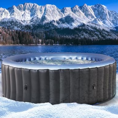 BRAST Whirlpool aufblasbar MSpa Bergen für 4-8 Personen | viele Größen Ø180-224cm | In- Outdoor Pool | Ganzjähriger Einsatz | bis zu 144 Massagedüsen | Stromsparend inkl. Energiespar-Timer | Bergen 4
