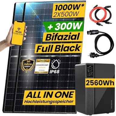 1000W/800W Balkonkraftwerk mit Speicher Komplettset 2,56kWh Marstek Jupiter C Speicher inkl. 800W integrietem Wechselrichter | Plug and Play Smart Mini PV Anlage