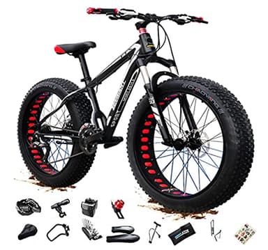 ASEDF 26in Mountainbike MTB Fatbike Erwachsene, Fat-Tyre-Mountain-Trail-Bike, 27/30-Gang-Fahrrad, Doppelte Vollfederung, Scheibenbremse, Orange/Cya 26in-30 Speed