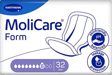 Molicare Form 8 Tropfen, für schwere Inkontinenz: hohe Sicherheit, extra Auslaufschutz und Diskretion für Frauen und Männer, zu verwenden mit MoliCare Premium Fixpants, 32 Stück