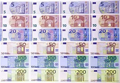 Spielgeld - 120 Verschiedene Euro-Scheine in 5€, 10€, 20€, 50€, 100€, 200€ | von DEKOSPASS // Rechnen Lernen Kaufmannsladen Spielen Deko