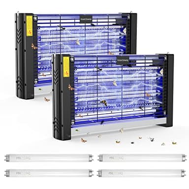 Insektenvernichter Elektrisch 2PCS, mit Doppeltem Raster, XXL, 2400 V 20W, 4 T8-Lampen, Fliegenfalle Elektrisch Mückenfalle Insektenfalle, Mückenlampe mit Wandkette für Innen AuÃŸen Mücken, Fliegen