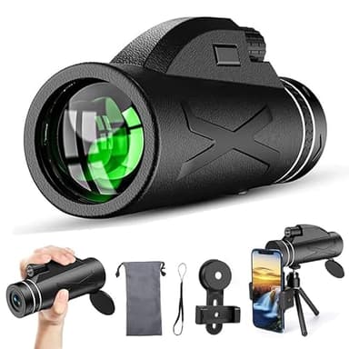 80x100 HD Monokular Teleskop für Erwachsene - Kompaktes Monokular Hochleistungs Teleskop mit BAK4 Prisma FMC Objektiv - Wasserdicht Zoom Fernrohr mit Phone Halterung Stativ für Vogelbeobach Reisen