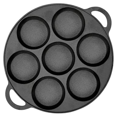 Warmiehomy Gusseisen Pancake Pfanne Induktion 7 Löcher - Antihaft Spiegeleipfanne Pfanne Für Eier - Crepe Eier Pfannkuchenpfanne Maker,27cm