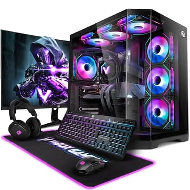 Vibox Gaming PC Set Komplett • Monitor 27 Zoll • AMD Ryzen 7 9800X3D 5,0GHz • Nvidia RTX 5080 16GB • 32GB 5600MHz DDR5 RAM • 2TB NVMe SSD • Windows 11 • WLAN • Schwarz