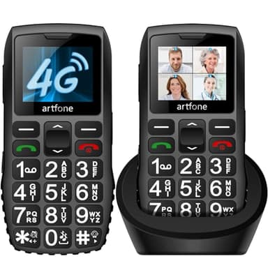 artfone C1+4G Seniorenhandy Ohne Vertrag丨Rentner Handy große Tasten丨1800mAh Akku Handy für Senioren丨SOS-Taste丨Großtastenhandy mit Ladestation丨die Zeitansagefunktion丨Bluetooth丨Taschenlampe丨FM - Schwarz