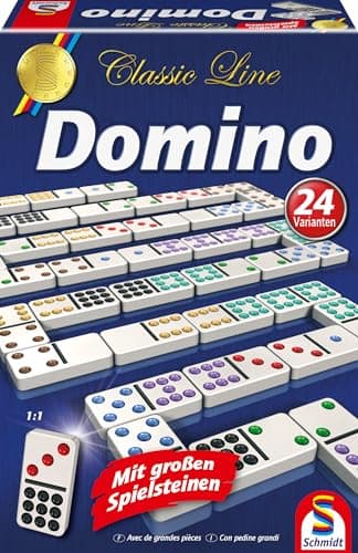 Schmidt Spiele 49207 Classic Line, Domino, mit großen Spielsteinen, Bunt