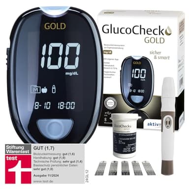 GlucoCheck GOLD Blutzuckermessgerät (mg/dl) zur Blutzucker-Selbstkontrolle bei Diabetes