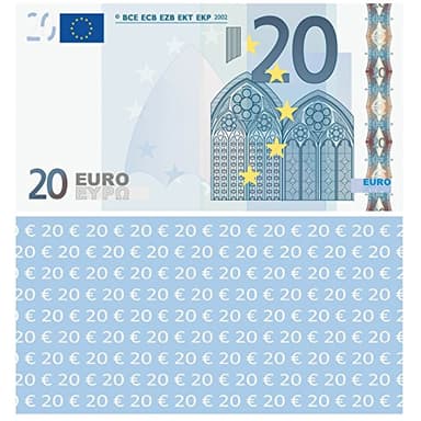100 Stück Premium 20 Euro Spielgeld Format 98 x 52 mm Geld Banknoten Geldschein Money EUR Größe entspricht 75% des Originals der Eurobanknoten Deutschlands