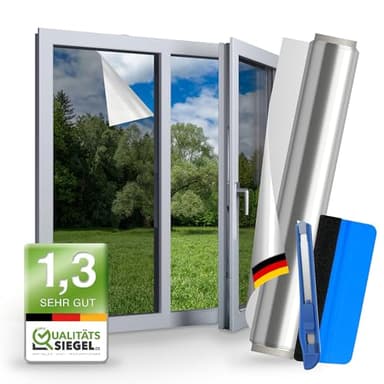 WindowShield® – UV Sonnenschutzfolie für Fenster Innen & Außen – Blickdichte Fensterfolie als Sonnenschutz Folie – Selbstklebende Hitzeschutzfolie für Fenster Außen & Innen für Sommer – 105 x 200 cm