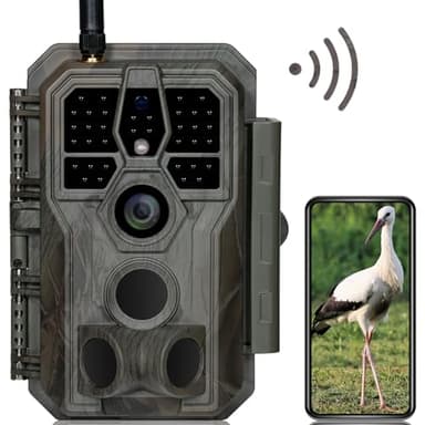 GardePro E8 Wildkamera WLAN mit App 64MP H.264 1296P Video, 27m Infrarot Nachtsicht Bewegungsmelder Wildtierkamera WiFi Handyübertragung, 0,1s Schnelle Trigger, IP66