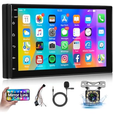 Hodozzy Android Autoradio Doppel Din 7 Zoll Touchscreen Bildschirm GPS Navi, WiFi, Bluetooth Freisprecheinrichtung, 2 Din Autoradio Mirror Link Android/iOS, FM-RDS-Radio, Rückfahrkamera, USB, SWC