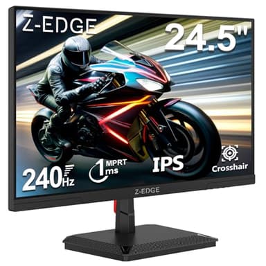 Z-Edge 24,5 Zoll 240Hz Gaming Monitor 1ms MPRT IPS Panel Full HD LED Monitor, 350cd/m² Helligkeit, FreeSync, HDR10, HDMI & DisplayPort, VESA Kompatibel - Schwarz