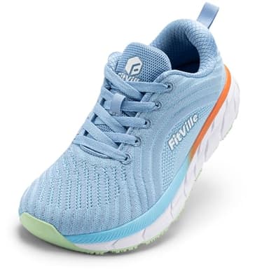 FitVille Damen Laufschuhe Weit Turnschuhe Atmungsaktiv Sportschuhe Leichte Barfußschuhe Joggingschuhe Sneaker Bequeme Walking Schuhe Breite Füße,Blau,42 EU,Weit