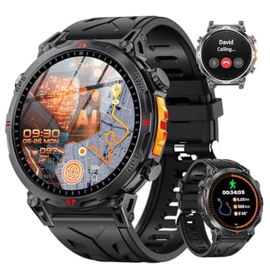 Rmana GPS Smartwatch Herren,2025 Militär Smartwatch Sportuhr mit Telefoniefunktion, 1.6 Zoll AMOLED Fitnessuhr,ChatGPT/AI/5 GPS-Sportmodi/über 100 Sportmodi Sportuhr für Android iOS