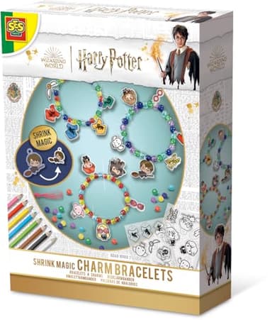 SES Creative | Harry Potter Zauberarmbänder | DIY Schmuck für Kinder | Schrumpffolie + Farbige Perlen | Komplette kreative Freizeitgestaltung | Handarbeit und Kunst | Geschenkidee Ab 6 Jahren