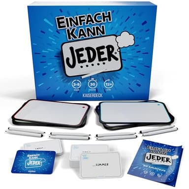 KAISERDECK Einfach Kann Jeder Brettspiel - Das interaktive Wort- und Gesellschaftsspiel für Erwachsene und Jugendliche - Radierbare Stifte und Whiteboards - 220 Spielkarten für Langen Spielspaß