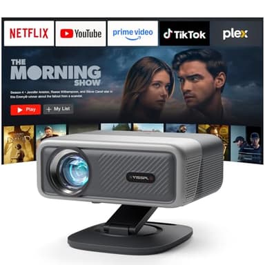 Smart Beamer 4K[Kompatibel mit Netflix] 3D Dolby Audio VISSPL 30000Lumen Autofokus/Auto Trapezkorrektur Projektor,WiFi6 Bluetooth Beamer 4K Heimkino,Outdoor Video Projektor Mit 360° Drehbarem Ständer