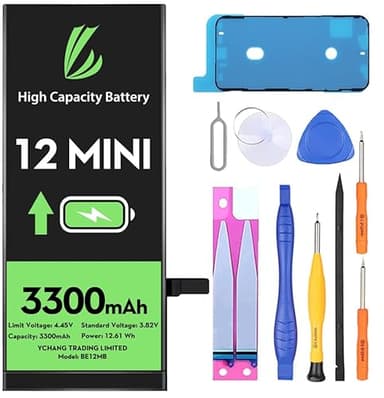 LL TRADER Akku für iPhone 12 Mini, 3300 mAh, Lithium-Ionen-Akku, hohe Kapazität, mit Reparaturwerkzeug