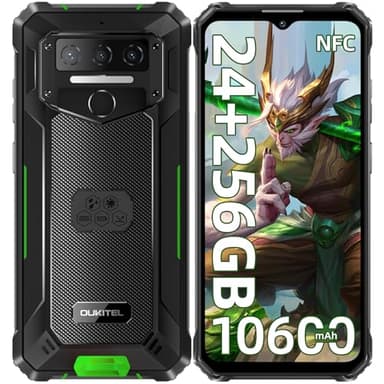 OUKITEL WP23 Plus Outdoor Handy (2025) - 10600mAh 256GB ROM +24GB RAM Outdoor Smartphone Ohne Vertrag 6,52 Zoll Android 14 baustellenhandy, 13MP+5MP/IP68 Wasserdicht Handy/Dual SIM/NFC/OTG/GPS/Face ID