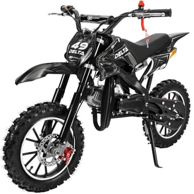 Actionbikes Motors Crossbike Delta 49 cc | 2-Takt 49ccm Motor bis 𝟒𝟎 km/h - Motorrad - Pocket Bike - Dirt Bike - Motocross - Pocketbike - Motorsport - Dirtbike - Enduro (Schwarz)