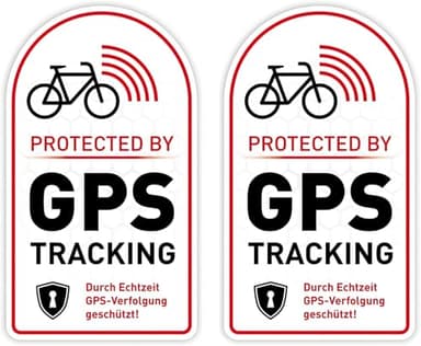 2 Stück – Aufkleber Warnung Fahrrad eBike „GPS Tracker“ mehrsprachig Diebstahlschutz Sicherheitszeichen laminiert | optimal für den Außeneinsatz | 4 x 7 cm Made in Germany