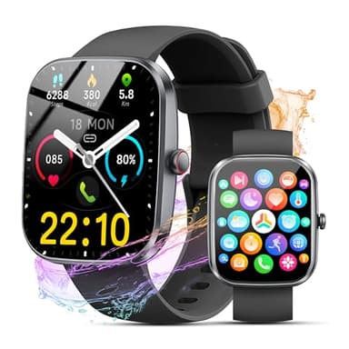Smartwatch Herren Damen mit Telefonfunktion, 1.91" Fitnessuhr Damen, 100+Sportmodi IP68 Wasserdicht Sportuhr, Smart Watch mit Schrittzähler, Herzfrequenz, SpO2, Schlafmonitor, Uhren für iOS Android