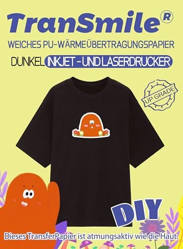 TRANSMILE 10 A4 +1 A3 Silikonpapier Laser/Inkjet Transferpapier Bügelfolie für dunkle T-Shirts, bedruckbares Transfer-Vinyl zum Aufbügeln für Tintenstrahl- und Laserdrucker (TM-3-3.0-10)