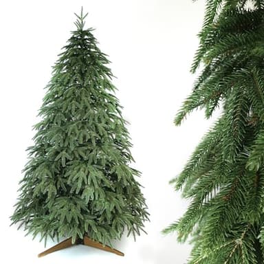 Evergreen Tree® Künstlicher Weihnachtsbaum 210 cm - 100% Spritzguss Weihnachtsbaum mit Naturholz Ständer, Made in EU - Naturgetreu Optik Tannenbaum Künstlich Christmas Tree