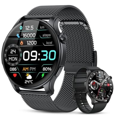 Smartwatch Herren Damen Fitnessuhr mit Telefonfunktion: Bluetooth Anruf Armbanduhr Wasserdicht Fitness tracker Smart Watch mit Herzfrequenz Schlafmonitor Schrittzähler Sportuhr Uhren für Android iOS