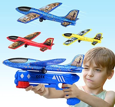 Joozmui Flugzeug Spielzeug für Draußen, Outdoor Spielzeug ab 3 4 5 6 7 8 Jahre Junge Outdoor Spiele für Kinder Styroporflieger Kinder Geschenk Junge 3-8 Jahre Garten Kinderspielzeug