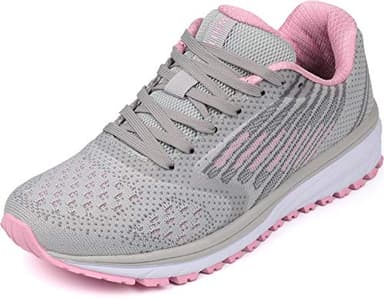WHITIN Laufschuhe Damen Leicht Hallenschuhe Walkingschuhe Frauen Joggingschuhe Turnschuhe Straßenlaufschuhe Fitnessstudio Sneakers Fitness Schuhe Grau Rosa Größe 39