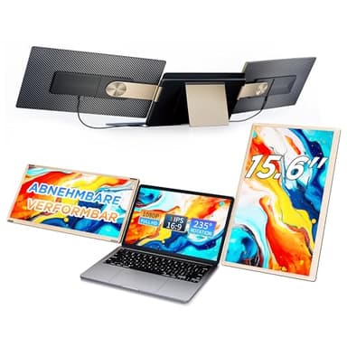 Livelect-m 15.6'' Laptop Bildschirm Extender, 1080P FHD Portable Monitor Laptop with 235° Rotation, Triple Tragbarer Monitor Erweiterung Laptop Plug & Play für Mac, Windows, Chrome, Android