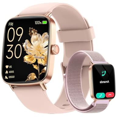 Smartwatch Damen Herren mit Telefonfunktion, 1,85" Fitnessuhr Smart Watch, 100+ Sportmodi Fitness Tracker mit Herzfrequenz/SpO2/Schlaf Monitor Schrittzähler, IP68 Wasserdicht Sportuhr für iOS Android