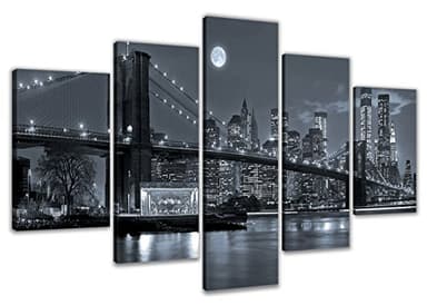 Visario 200 x 100 cm ! Bild auf Leinwand New York Nr 6314 fertig gerahmte Bilder 5 Teile Marke original