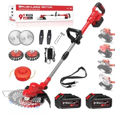 Rasentrimmer mit akku und Unkrautbürste, 21V akku rasentrimmer für Makita-Akkus, 4-in-1 rasentrimmer elektrisch, 20000R/min Rasentrimmer,1-45CM Teleslopstiel,Kopf für Rasen Garten Beschneiden