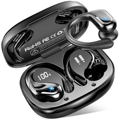 Bluetooth Kopfhörer Sport, 75Std 2025 Kopfhörer Kabellos Bluetooth 5.4, 3D Stereo Tiefer Bass IP-X8 Wasserdicht Wireless Earbuds, 4 ENC Noise Cancelling Mic Headphones, 7g USB-C in-ear Ohrhörer Gym