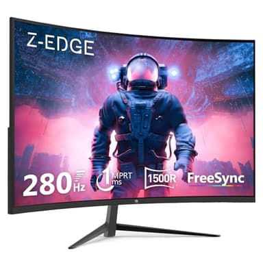 Z-Edge 27 Zoll Curved Gaming Monitor 280Hz (DP) 240Hz (HDMI) 1ms MPRT Full HD LED Monitor, 350cd/m² Helligkeit, 16:9 Curved Bildschirm, FreeSync, HDMI 2.0 & DisplayPort 1.2 - Schwarz (2025 Version)