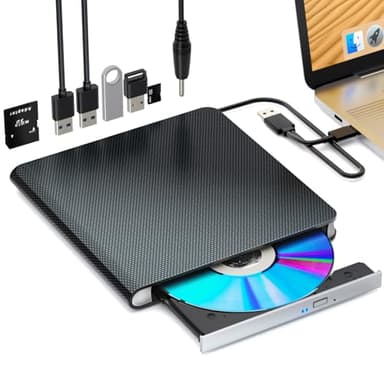 Externes Blu-ray Laufwerk Blu-ray Laufwerk BD/DVD Player Lesen/Schreiben Tragbares Blu-ray Laufwerk USB 3.0 und Typ-C DVD/BD Recorder Ultra High Definition Blu-ray Recorder für Windows 7/8/10/11/MacOS