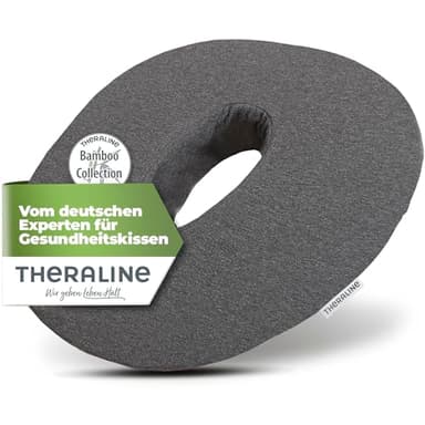 Theraline Ergonomischer Sitzring zur Steißbein Entlastung, Sitzring nach OP, Geburt oder als Hämorrhoiden Sitzkissen, orthopädisches Donut Kissen (Anthrazit Melange)