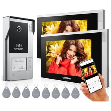 TMEZON WLAN IP 1080P Video Türsprechanlage 2-familienhaus,4 Draht Technik,7''IP Touchscreen,APP/Swipe Card Unlock,Bewegungsmeldung,Aufnahme und WiedergabeTürsprechanlage mit türöffner