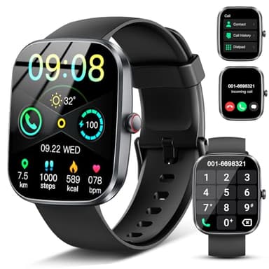 Smartwatch Damen Herren, 1.91'' Zoll HD Smart Watch mit Bluetooth Anrufe, Fitness Tracker mit 110+ Sportmodi, Herzfrequenz SpO2 Schlafmonitor Schrittzähler, IP68 Wasserdicht Fitnessuhr für Android iOS