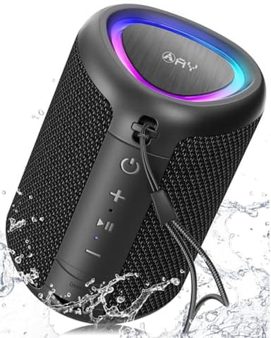 AY Tragbarer Bluetooth Lautsprecher mit Licht, Musikbox Bluetooth mit Leistungsstarker Kristallklarer Klang, IPX5 Wasserdicht,AUX&TF-Karteneingang, Stereo-Paarung, 24h Akku Perfekt für Zuhause,Draußen