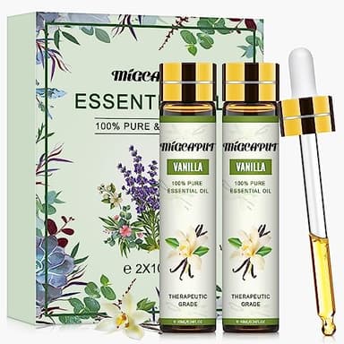 Migcaput Vanilleöl bio(2 x 10ml) - 100% naturreines Ätherisches Öl Für die Duftlampe die Sauna oder zum Mischen von Körperölen 10 ml (2er Pack)