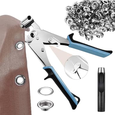 Ösenzangen Set Profi Ösenzang Set mit 200 10mm Ösen, Magnetische Ösenpresse mit Lochstanze, Edelstahl Magnetische Ösenstanze für Leder Planen Stoffe und Gürtel