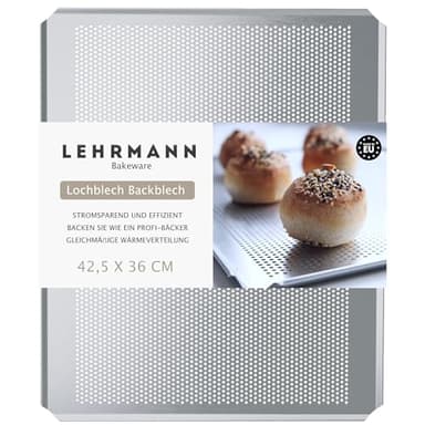 LEHRMANN Backblech 42,5 x 36 cm Baguetteblech Lochblech Kuchenblech Pizzablech für Backofen Herd Kompartibel/Ersatz für AEG Elektrolux Zanker